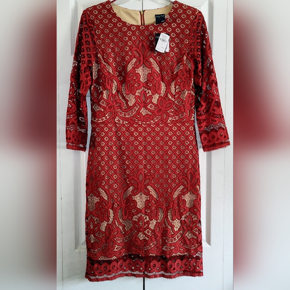 NWT Gabby Skye 3/4 Sleeve Lace Dress, Size 8. Reasonable offers are welcomed.
